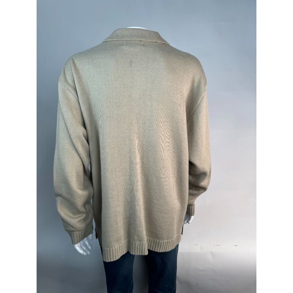 Virgola Uomo Patchwork Sweater Cardigan Size XL Beige Suede Suede, Ramie - Picture 7 of 16